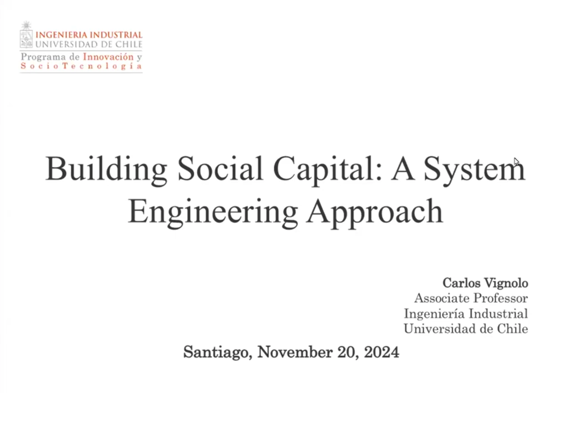 Building Social Capital: A system engineering approach